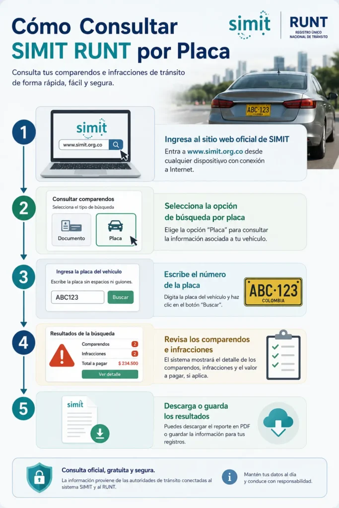 Cómo consultar SIMIT RUNT por placa paso a paso